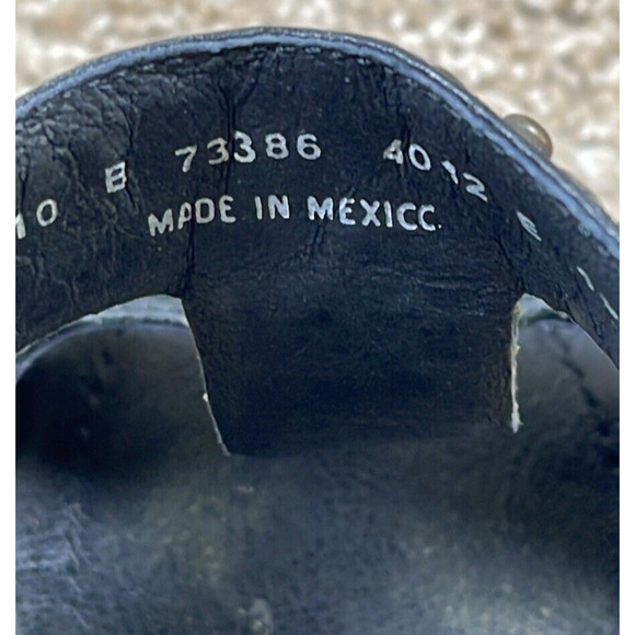 Frye "Joy" Black‎ Slingback Studded Leather T-Strap Stacked Heel Pumps Size 10B - Picture 7 of 10